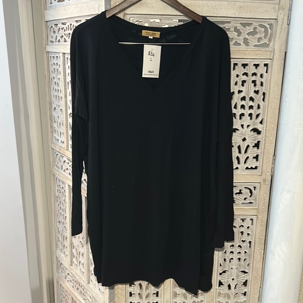 Jersey slub tunic v neck  size large